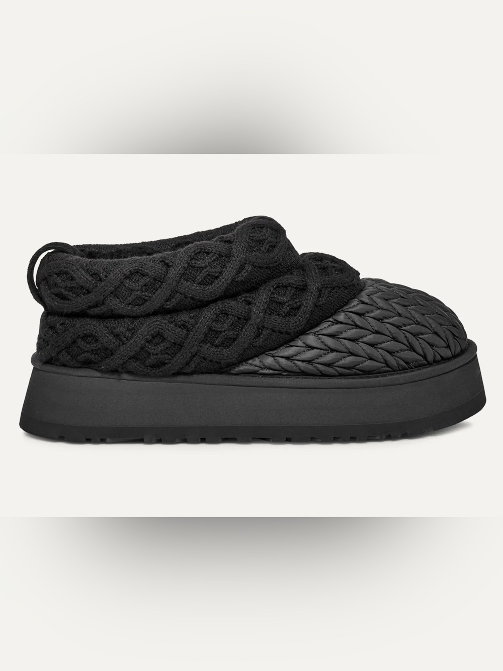 UGG Tazz Villa Black Knit Platform Slipper Sz 8